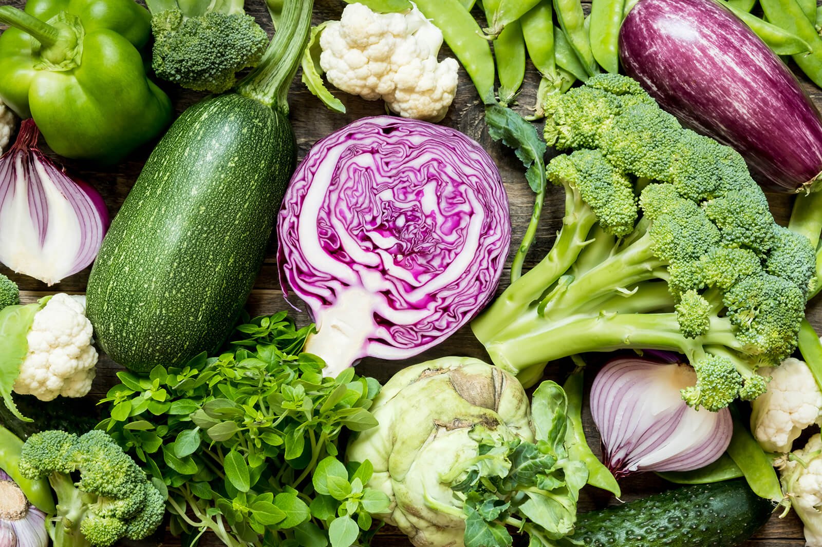 Sélection de fruits et légumes frais